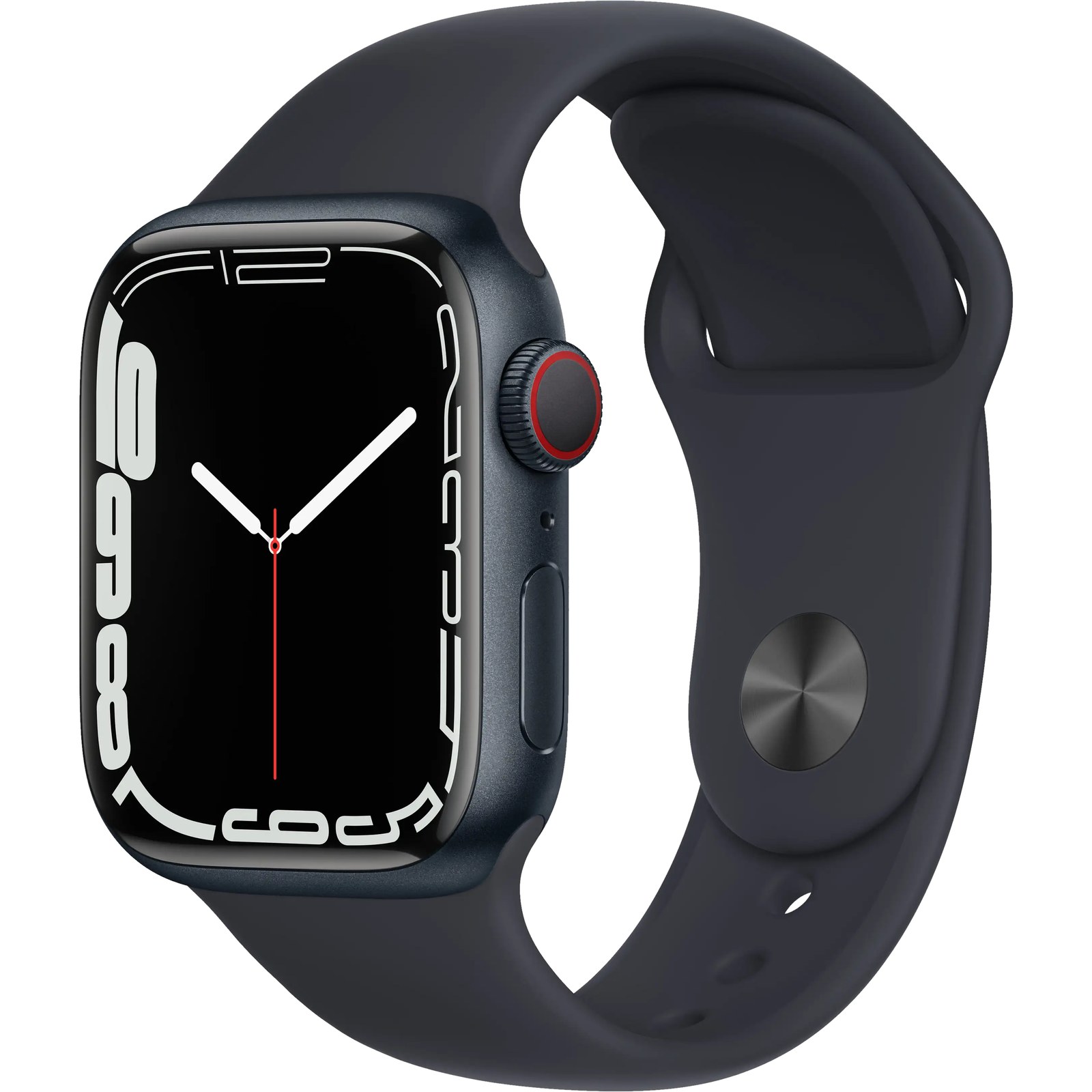 Apple Watch Series 7 (Wi-Fi + Cellular) Aluminiumgehäuse, Sportarmband, Mitternacht 45MM – Gut